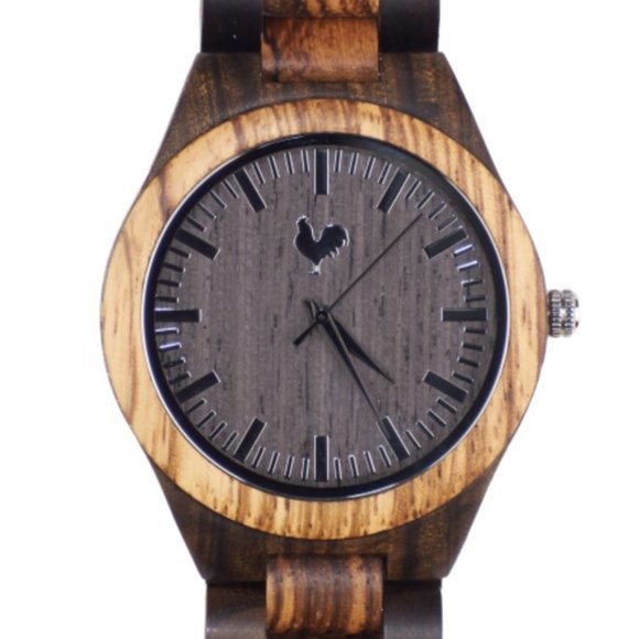 Buckeye Wood Watch White Rooster Groom Father Gift Minimalist Neutral Preppy New - Picture 4 of 8